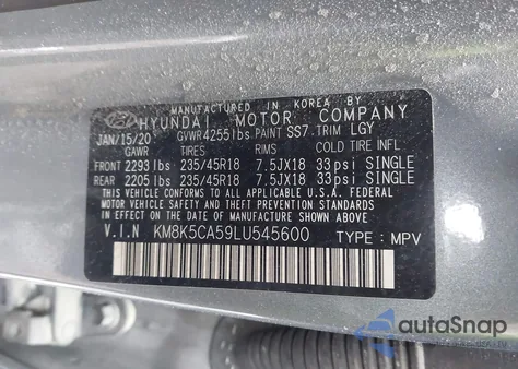 2020 Hyundai Kona Ultimate из США, поврежденный, VIN KM8K5CA59LU545600